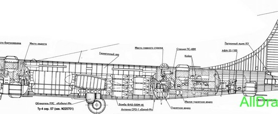 Туполев Ту-4 чертежи (рисунки) самолета